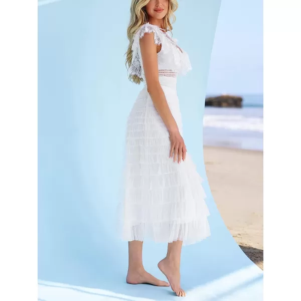 imageCUPSHE X Madison Honeymoon Tiered Maxi Skirt Aline Silhouette Skirts for Women Summer Ruffles Long SkirtWhite