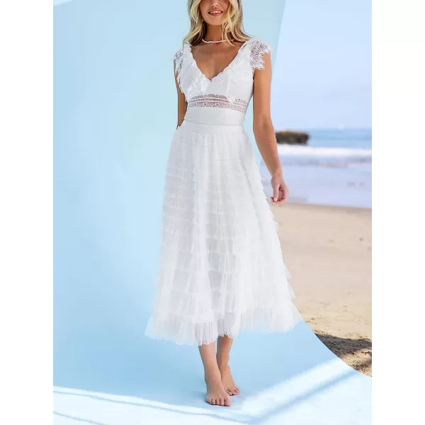 imageCUPSHE X Madison Honeymoon Tiered Maxi Skirt Aline Silhouette Skirts for Women Summer Ruffles Long SkirtWhite