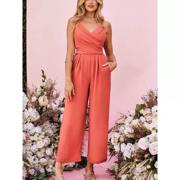 imageCUPSHE X Madison Honeymoon Wrap Bow Tie Jumpsuit Surplice Neckline Sleeveless JumpsuitsOrange