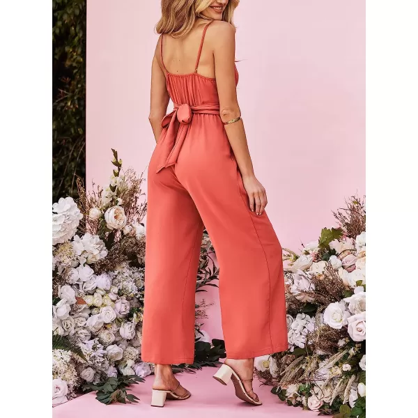 imageCUPSHE X Madison Honeymoon Wrap Bow Tie Jumpsuit Surplice Neckline Sleeveless JumpsuitsOrange