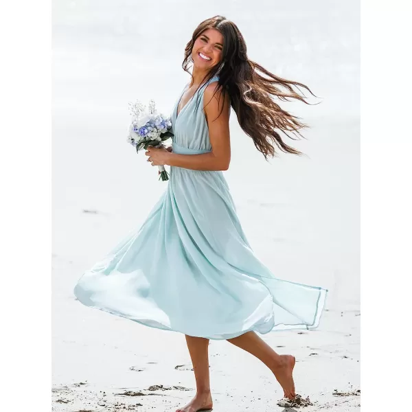 imageCUPSHE X Madison Women Beach Wedding Something Blue Chiffon Maxi Dress Flowy Ruched Tank DressesAqua Blue