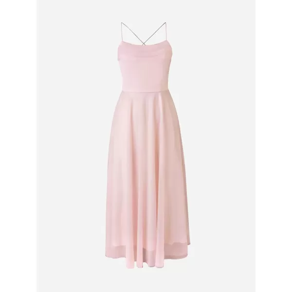imageCUPSHE X Madison Womens Beach Wedding Honeymoon Organza Tie Back Maxi Dress Flowy Aline DressesLight Pink