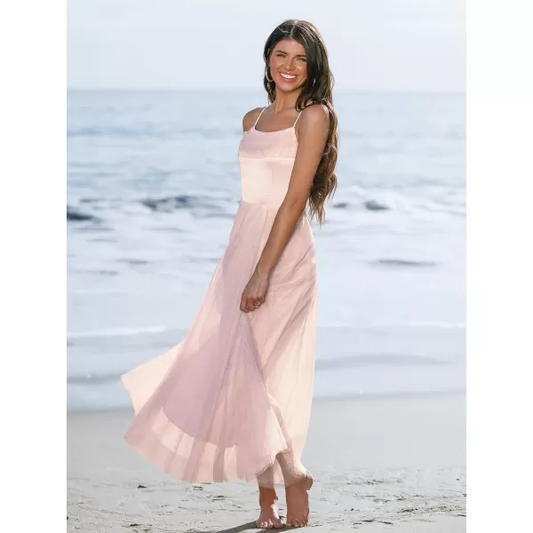 imageCUPSHE X Madison Womens Beach Wedding Honeymoon Organza Tie Back Maxi Dress Flowy Aline DressesLight Pink