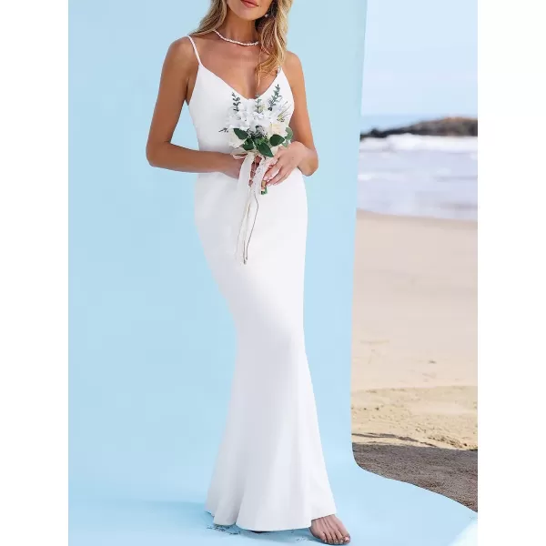 imageCUPSHE X Madison Womens Romance VNeck Maxi Dress Honeymoon VNeck Dress Sleeveless Wedding Dresses Casual SummerWhite