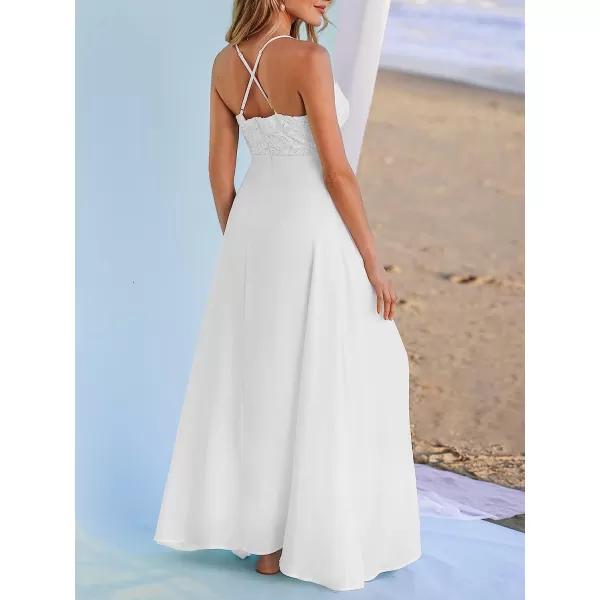 imageCUPSHE X Madison Womens V Neck Lace Cami Long Dress Sleeveless Formal Dress Bodice Long Maxi DressWhite