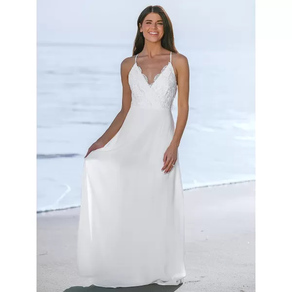 imageCUPSHE X Madison Womens V Neck Lace Cami Long Dress Sleeveless Formal Dress Bodice Long Maxi DressWhite