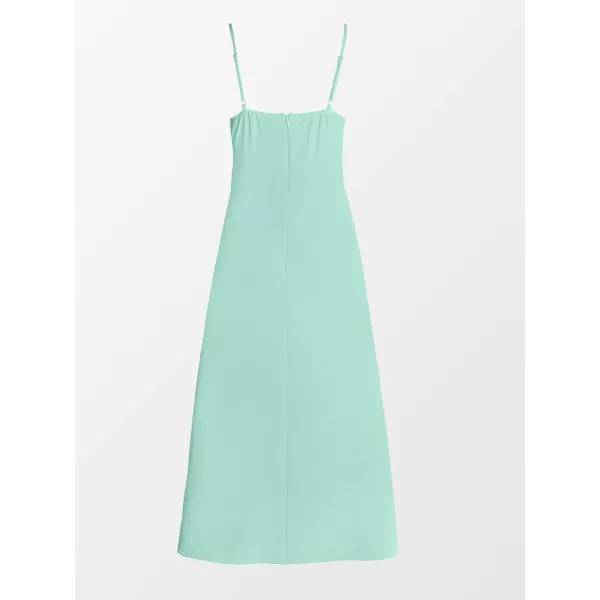 imageCUPSHE X Madison Womens V Neck Leg Slit Wedding Midi Dress Sleeveless Pleated Dress Summer Dress Flowy DressGreen