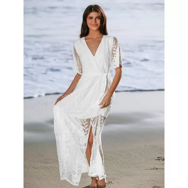 imageCUPSHE X Madison Womens V Neck Tiered Lace Wedding Maxi Dress Sleeveless Pleated Dress Summer Dress Flowy DressWhite