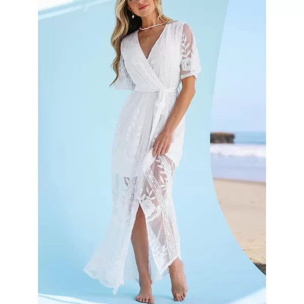 imageCUPSHE X Madison Womens V Neck Tiered Lace Wedding Maxi Dress Sleeveless Pleated Dress Summer Dress Flowy DressWhite