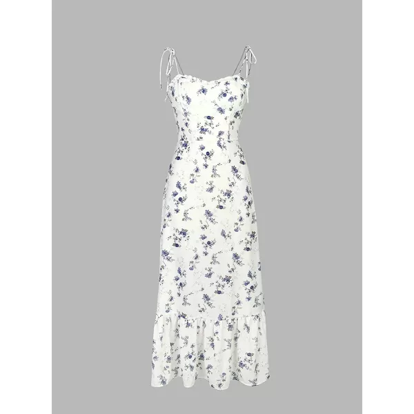 imageCUPSHE X Madison Womens Wedding Bouquet Sweetheart Ruffled Maxi Dress Sleeveless A Line Dress Summer Dress Flounce DressWhite
