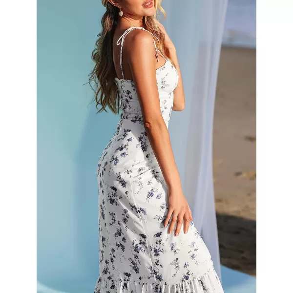 imageCUPSHE X Madison Womens Wedding Bouquet Sweetheart Ruffled Maxi Dress Sleeveless A Line Dress Summer Dress Flounce DressWhite