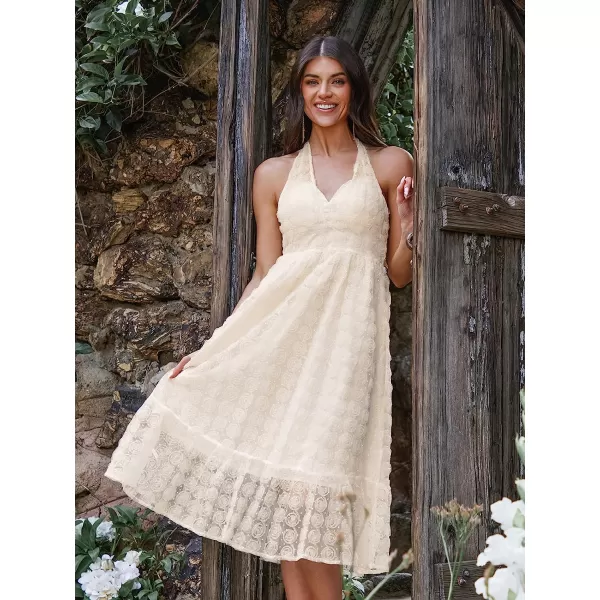 imageCUPSHE X Madison Yours Forever Rose Halter Dress Sleeveless Maxi Dresses Casual SummerCream