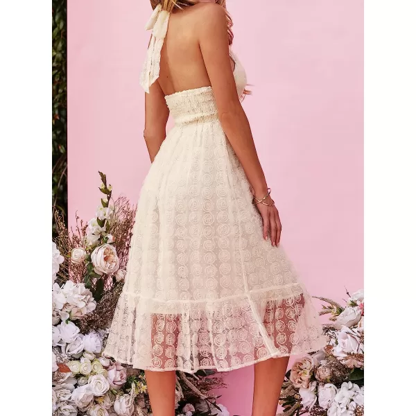 imageCUPSHE X Madison Yours Forever Rose Halter Dress Sleeveless Maxi Dresses Casual SummerCream