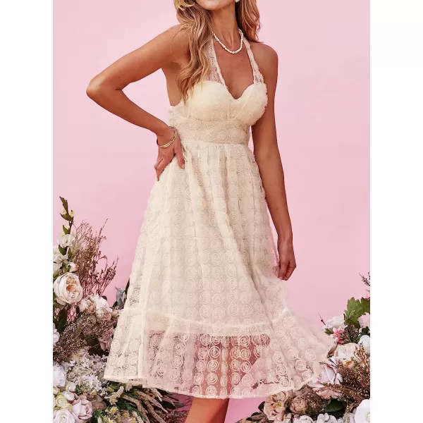 imageCUPSHE X Madison Yours Forever Rose Halter Dress Sleeveless Maxi Dresses Casual SummerCream