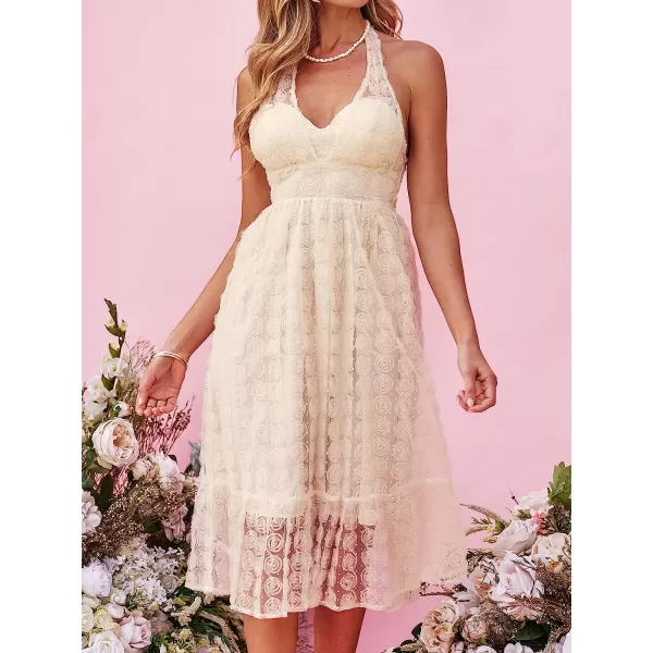 imageCUPSHE X Madison Yours Forever Rose Halter Dress Sleeveless Maxi Dresses Casual SummerCream