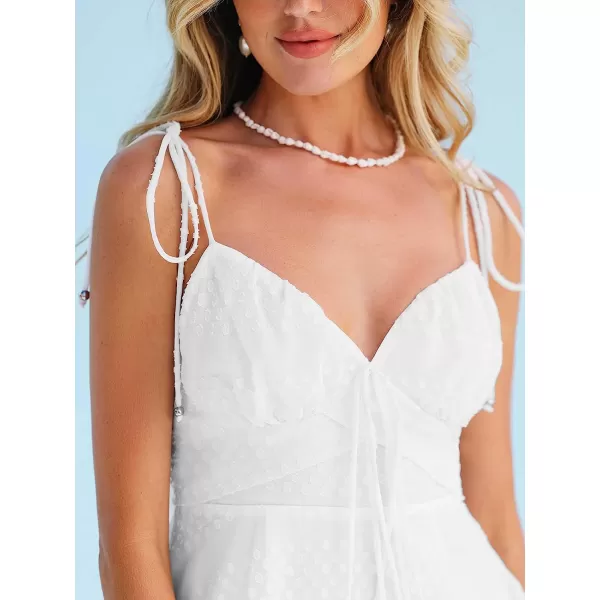 imageCUPSHE X Madison Yours Forever Ruffled Cami Romper Flare Leg Rompers Tie Front JumpsuitsWhite