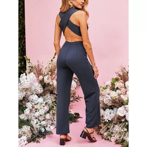 imageCUPSHE X Madison Yours Forever Sleeveless Backless Jumpsuit Wide Straps VNeck JumpsuitsDark Blue