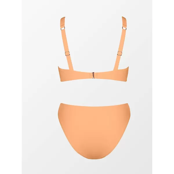 imageCUPSHE X STASSIE Bikini Set for Women Two Piece Swimsuits Adjustable Straps V Neck Back Hook VWire Cheeky BottomOrange