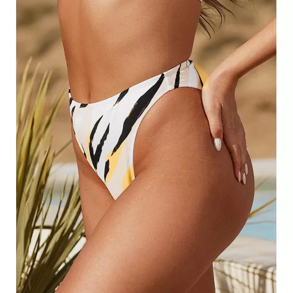 imageCUPSHE X STASSIE High Waisted Bikini Bottom for Women Swimsuit Extra Cheeky High Cut Bathing SuitsMarble Print