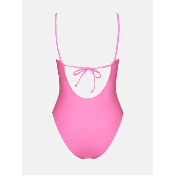 imageCUPSHE X STASSIE One Piece Swimsuit for Women Bathing Suits Ruched Cutout Back Tie with UnderwirePink