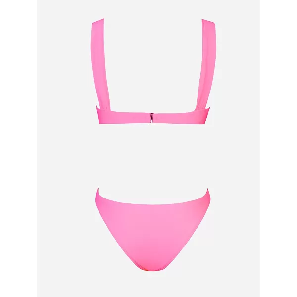 imageCUPSHE X STASSIE Women Swimsuit Bikini Set Two Piece Bathing Suit Sweetheart Neck Push Up V Cut Cheeky BottomLight Magenta