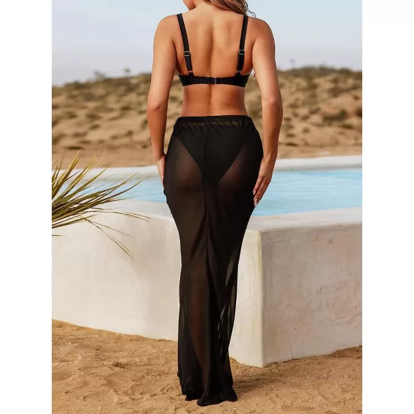 imageCUPSHE X STASSIE Womens Bodycon Swim Cover Up Skirt Bikini Beach Coverups Wrap Skirt for SummerBlack