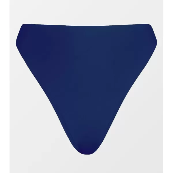 imageCUPSHE X STASSIE Womens Extra Cheeky High Cut High Waisted Bikini BottomNavy Blue