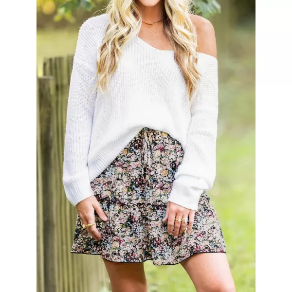 imageCUPSHE X Savannah Skirt Ditsy Floral Drawstring ALine Skirts for Women Ruffles Short SkirtBlack