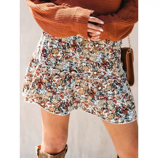 imageCUPSHE X Savannah Skirt Ditsy Floral Drawstring ALine Skirts for Women Ruffles Short SkirtRed
