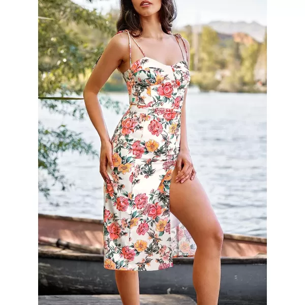 imageCUPSHE X Vanessa Bloom Floral Print Sweetheart Maxi Dress Sleeveless Dresses for Women Casual SummerRed
