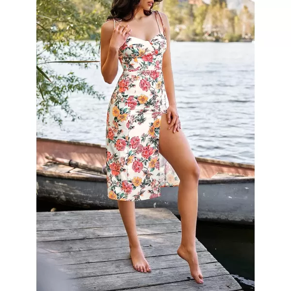 imageCUPSHE X Vanessa Bloom Floral Print Sweetheart Maxi Dress Sleeveless Dresses for Women Casual SummerRed