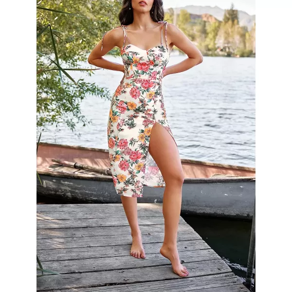 imageCUPSHE X Vanessa Bloom Floral Print Sweetheart Maxi Dress Sleeveless Dresses for Women Casual SummerRed