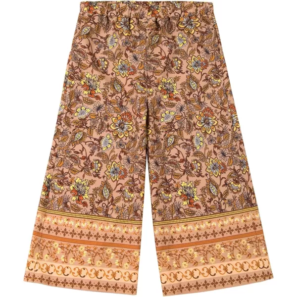 imageCUPSHE X Vanessa Girls Vacation Paisley Print Wide Leg Summer Kids PantsBrown