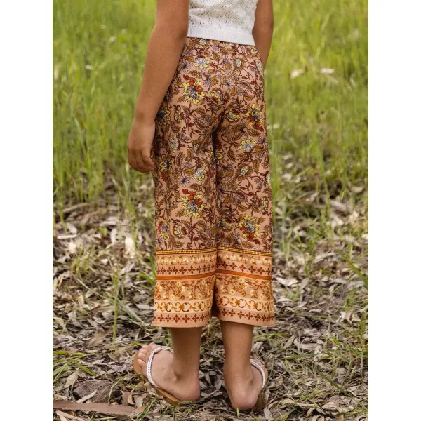 imageCUPSHE X Vanessa Girls Vacation Paisley Print Wide Leg Summer Kids PantsBrown