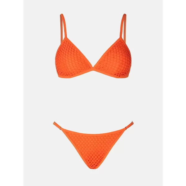 imageCUPSHE X Vanessa Women Swimsuit Bikini Set V Neck Triangle Crochet Thong Two Piece Bathing SuitOrange