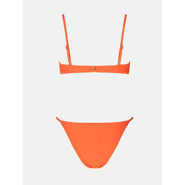 imageCUPSHE X Vanessa Women Swimsuit Bikini Set V Neck Triangle Crochet Thong Two Piece Bathing SuitOrange