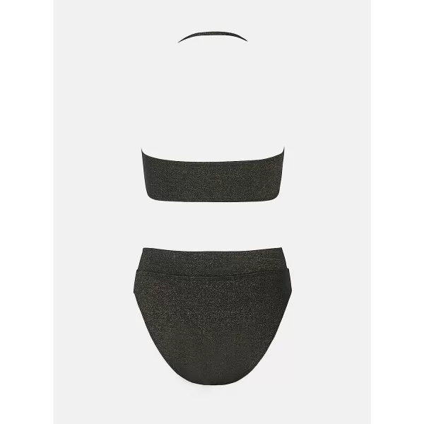 imageCUPSHE X Vanessa Womens Bikini Set Two Piece Swimsuit Removable Straps Cutout Sparking VCut SwimwearBlack