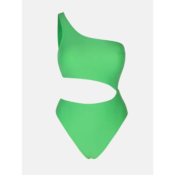imageCUPSHE X Vanessa Womens One Piece Swimsuit One Shoulder Bathing Suit Cutout Cheeky SwimwearBright Green
