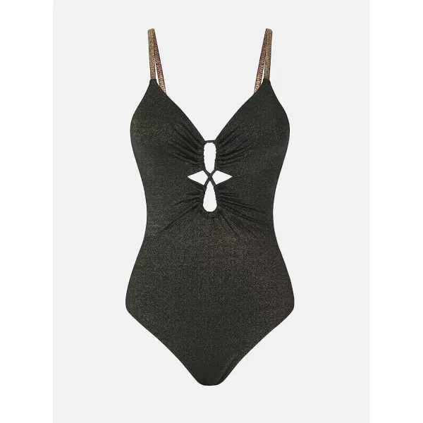 imageCUPSHE X Vanessa Womens One Piece Swimsuit Sparking Lurex Cutout Adjustable Straps SwimwearBlack