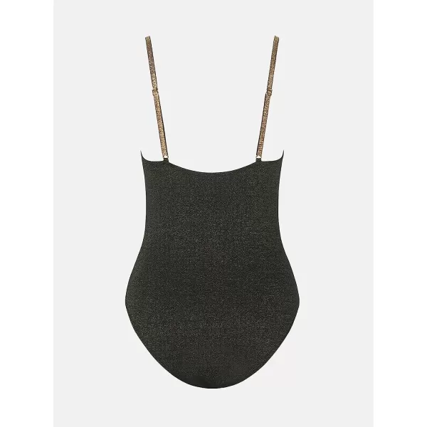imageCUPSHE X Vanessa Womens One Piece Swimsuit Sparking Lurex Cutout Adjustable Straps SwimwearBlack