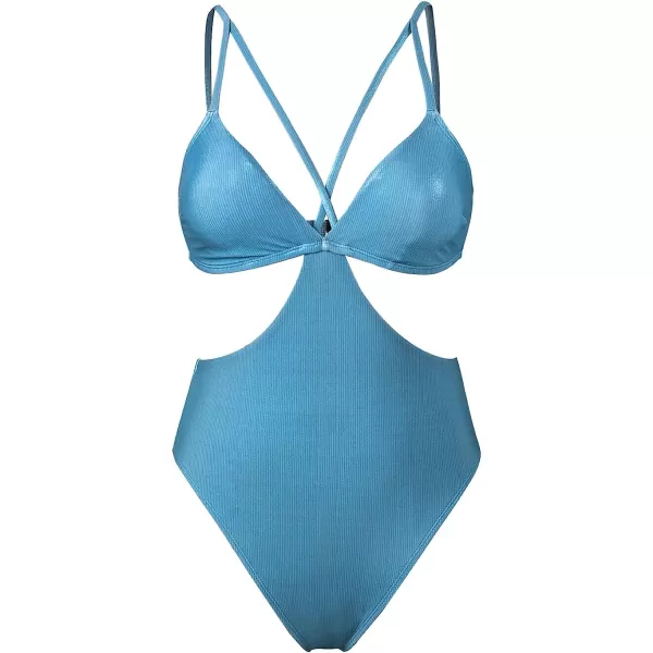 imageCUPSHE X Vanessa Womens One Piece Swimsuits Bathing Suits Cutout Adjustable Straps Back HookSapphire Blue