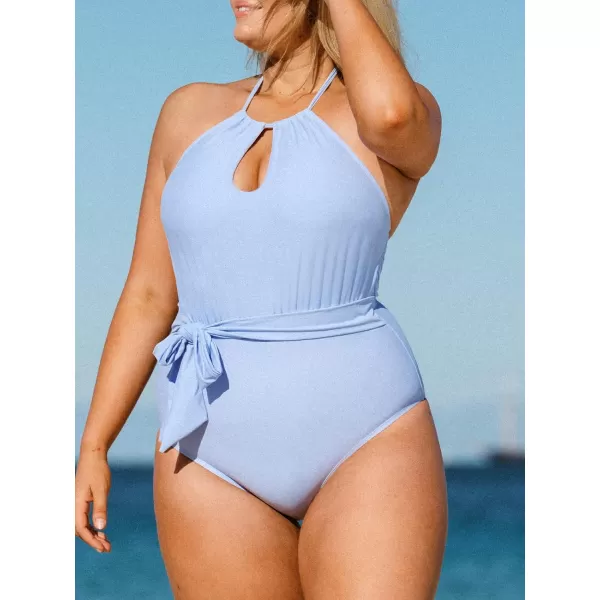 imageWomen Plus Size One Piece Swimsuit Tummy Control High Neck Halter Back Tie Belted Bathing SuitWomen Plus Size One Piece Swimsuit Tummy Control High Neck Halter Back Tie Belted Bathing Suit