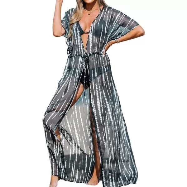 imageCUPSHE Beach Cover Ups for Women 2024 Kimono Bathing Suit Coverups Cardigan Self Tie DressesBlack