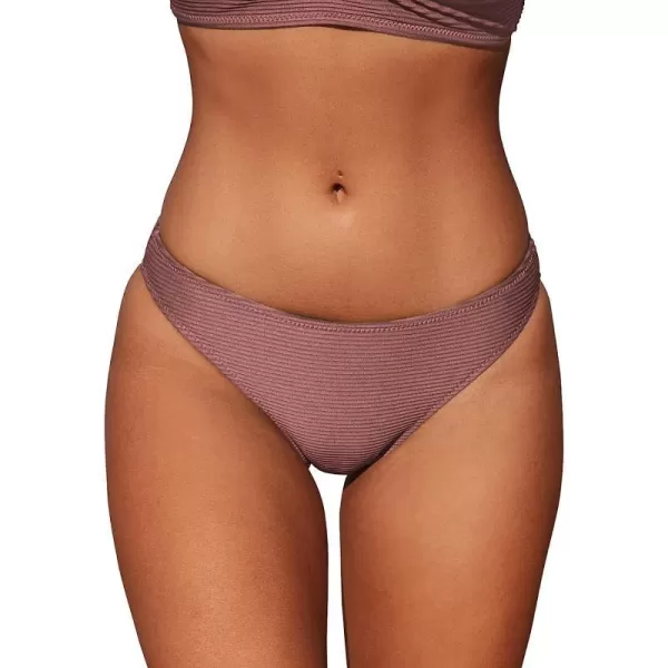 imageCUPSHE Bikini Bottom for Women Swimsuit Ribbed Low Waisted Mid Cut Cheeky Bathing SuitBrick Red