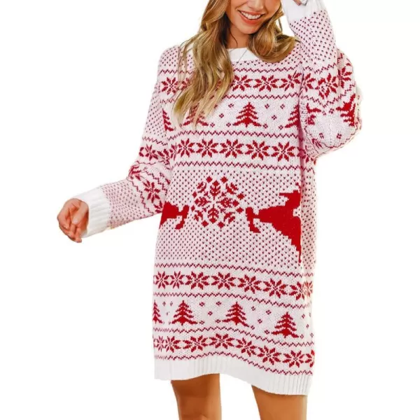 imageCUPSHE Christmas Sweater Dress for Women Santa Dropped Shoulders Chic DressRed