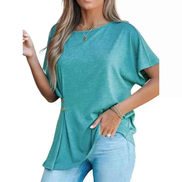 imageCUPSHE Cinched Flare Sleeve Tee Shirts Boat Neck Tops CasualGreen