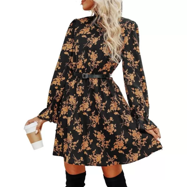 imageCUPSHE Leopard Mini Dresses for Women Aline Long Sleeves Fall Tiered Flowying DressYellow
