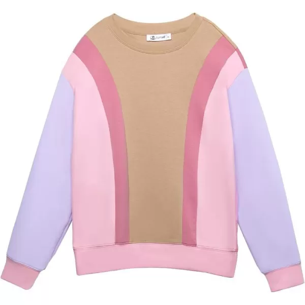 imageCUPSHE Women Casual Sweatshirt Round Neck Long Sleeve Loose Waisted Color BlockMulticolor