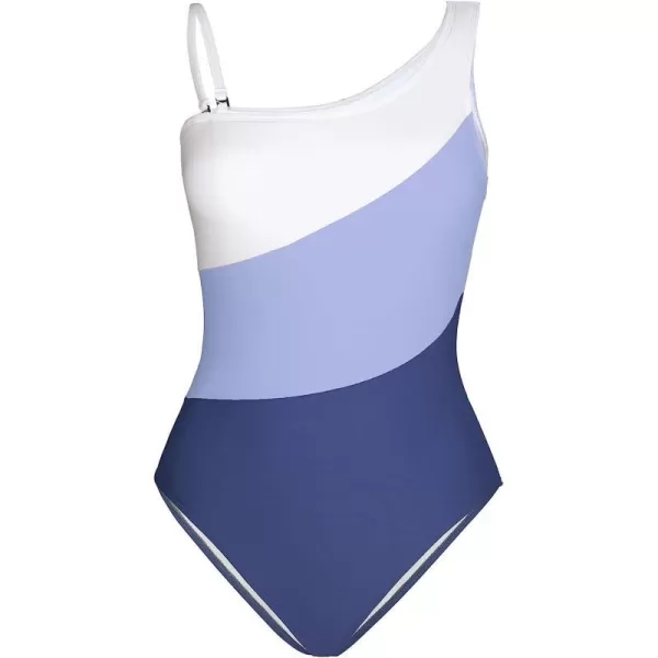 imageCUPSHE Women Color Contrast One Piece Swimsuit One Shoulder Cut Out Back Tummy Control Bathing SuitPurple