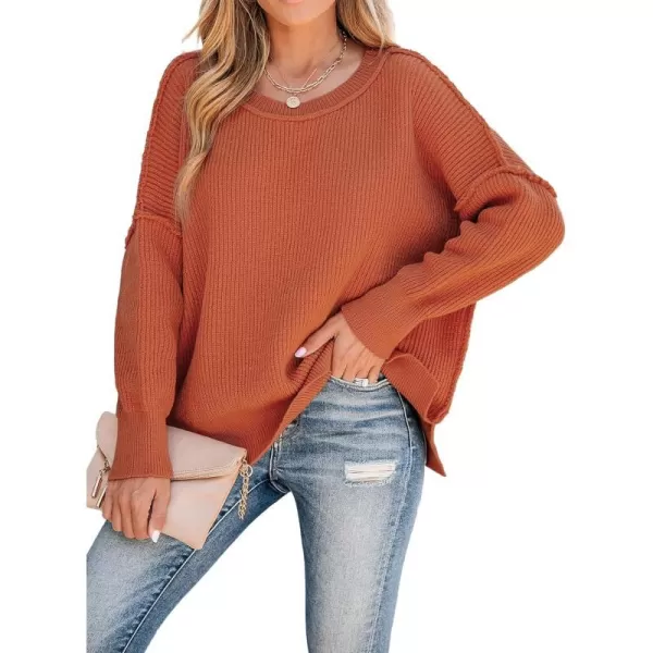 imageCUPSHE Women Crewneck Sweater Tops Long Sleeves Top Knit Pullover Casual Sweater CasualOrange